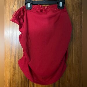 red lace trim tube top